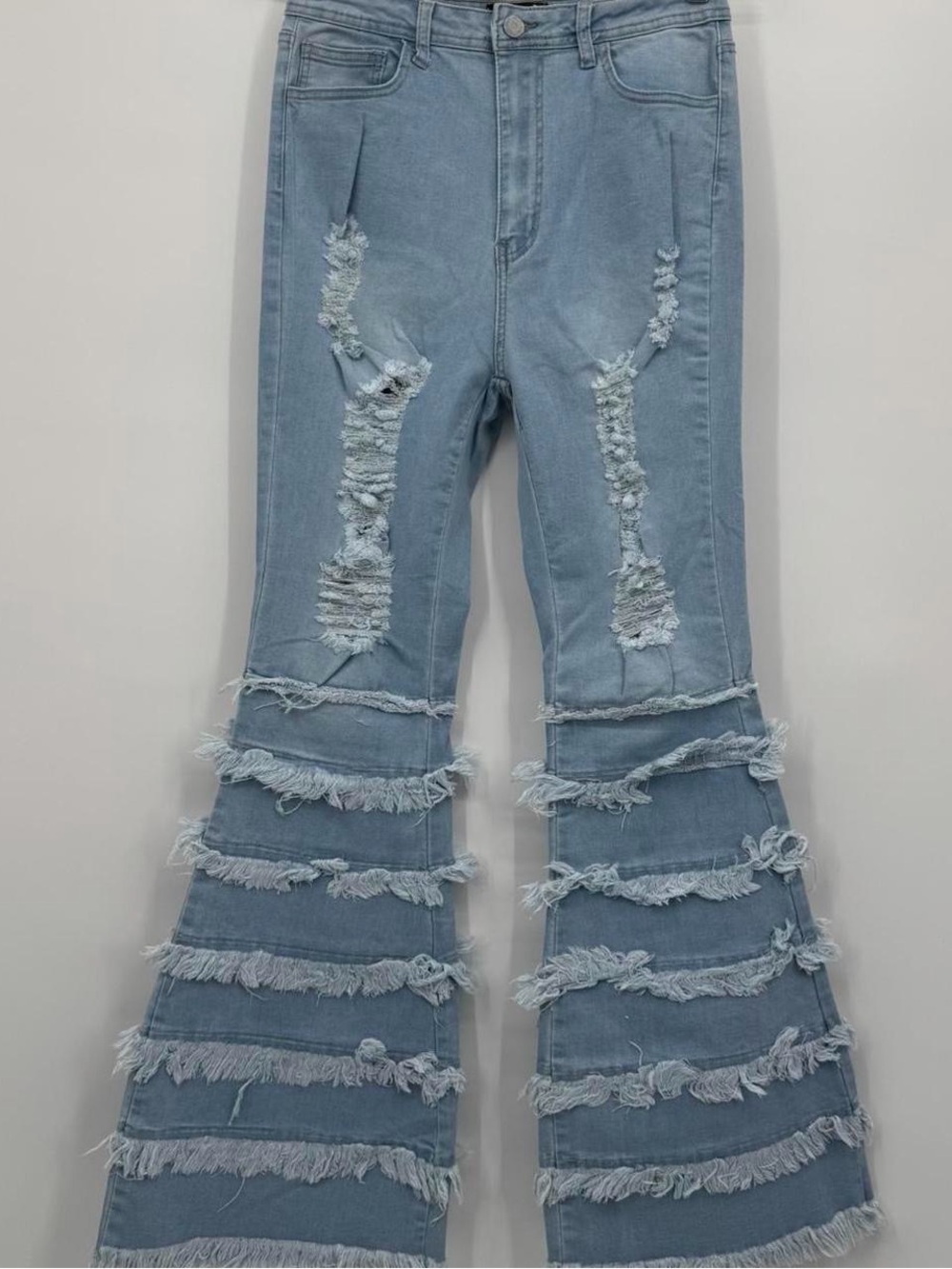 Y2k Light Blue Distressed Flared bell bottoms Women’s Jeans L